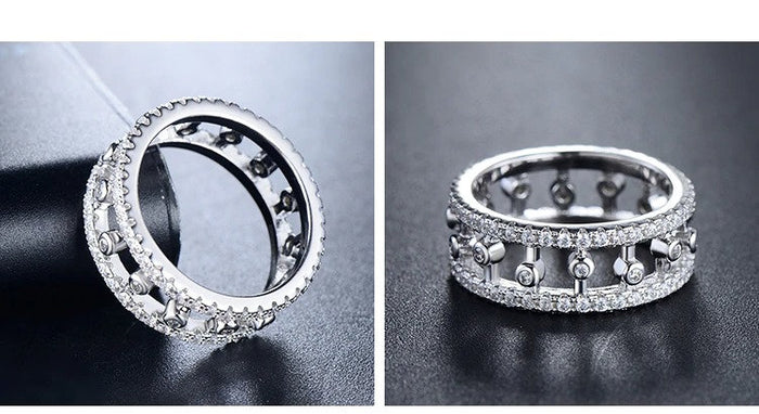 Moissanite Engagement Ring White Gold vintage unique Cluster engagement ring for women Round diamond wedding Anniversary gift - pramukhimpex