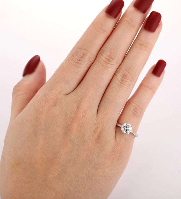7mm Moissanite engagement ring White gold half eternity band vintage Diamond simple ring Bridal wedding for women Anniversary Gift on Etsy - pramukhimpex