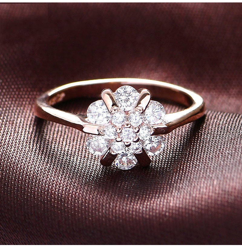 Moissanite engagement ring Rose gold engagement ring vintage Round Diamond Cluster ring wedding Bridal Set Anniversary for - pramukhimpex