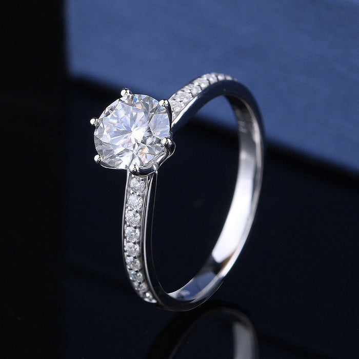 Moissanite engagement ring white gold unique promise engagement for women vintage Cluster Round diamond wedding eternity Anniversary gift - pramukhimpex