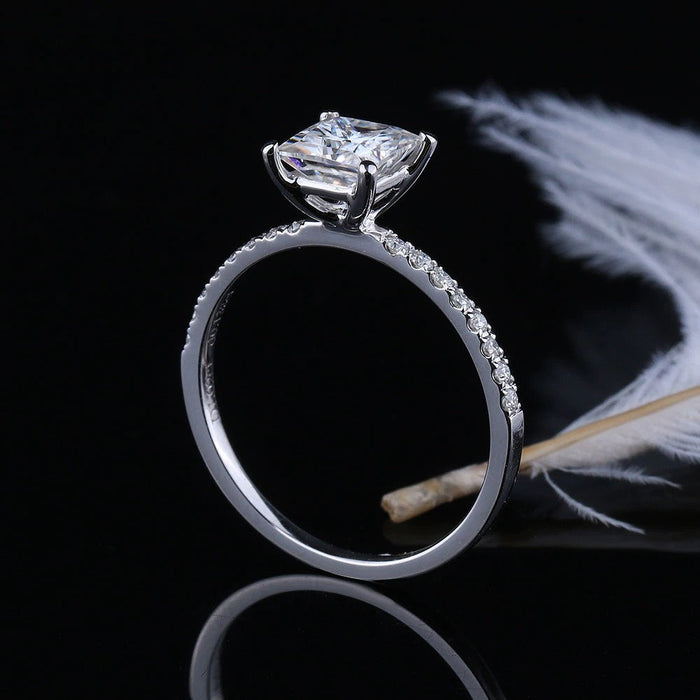 Princess Moissanite engagement ring Cluster Unique White gold Round diamond vintage Promise engagement ring for women wedding Bridal gift - pramukhimpex
