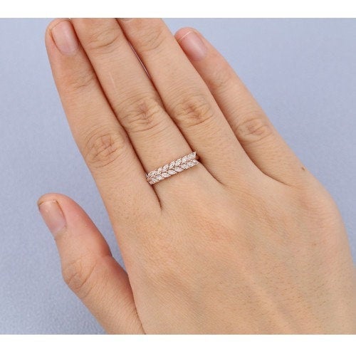 Moissanite Wedding Band for Women Marquise Cut Moissanite Ring Solid  Rose Gold Unique Matching Stacking Promise Ring Anniversary Gift - pramukhimpex