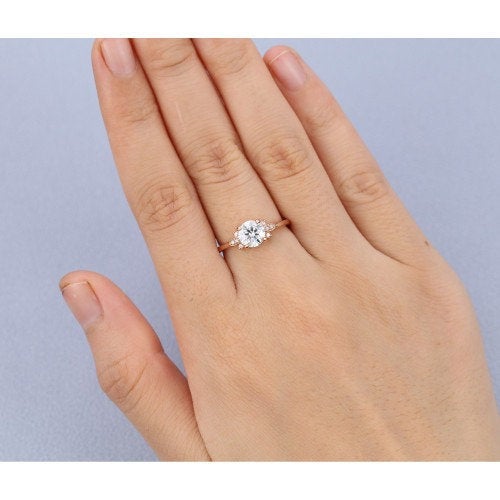 1.00 Ct Round Engagement Ring rose gold  women Simple wedding ring Promise Diamond Anniversary Ring For Women on etsy - pramukhimpex