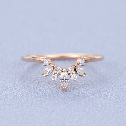 Marquise Diamond exclusive moissanite rose gold unique Elegant Vintage Stackable Silver engagement wedding Jewellery Promise ring for Women - pramukhimpex