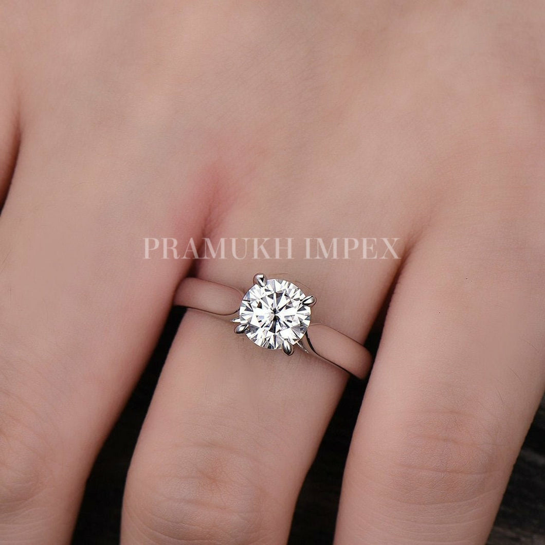 Cluster Moissanite Engagement Ring White Gold Promise unique 4Prong Solitaire Engagement Ring For Women Diamond Wedding GIft For Her on Etsy - pramukhimpex