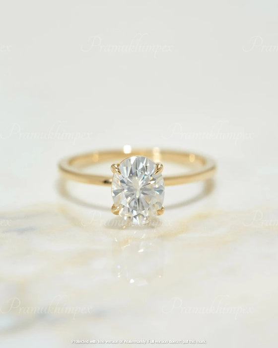 Oval Cut Engagement Ring , 1.5 CT Moissanite Engagement in Solid Gold, Forever One , Elongated Oval Engagement Ring, Modern Engagement Ring - pramukhimpex