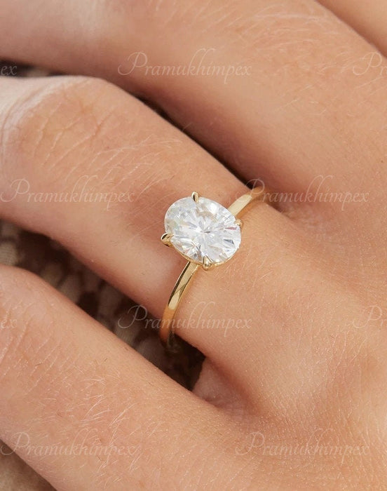 Oval Cut Engagement Ring , 1.5 CT Moissanite Engagement in Solid Gold, Forever One , Elongated Oval Engagement Ring, Modern Engagement Ring - pramukhimpex