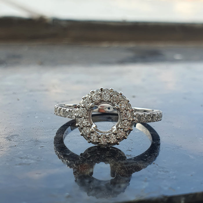5.24mm Lab Diamond semi mount Ring 14k white gold Engagement ring vintage Diamond wedding band for anniversary ring on etsy - pramukhimpex