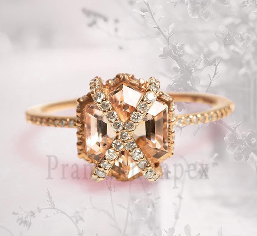 1.89ct Hexagon Diamond Engagement Ring Forever One Moissanite Ring Dainty Geometric Certified wedding gift for her vintage art deco ring - pramukhimpex