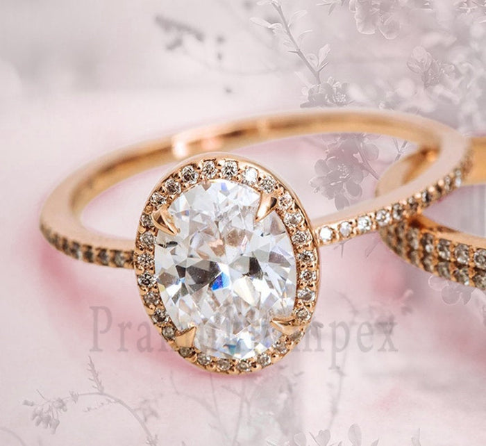 1.25ct Oval Cut White Diamond moissanite Engagement ring promise ring anniversary gifts for women vintage eternity dainty rose gold ring - pramukhimpex