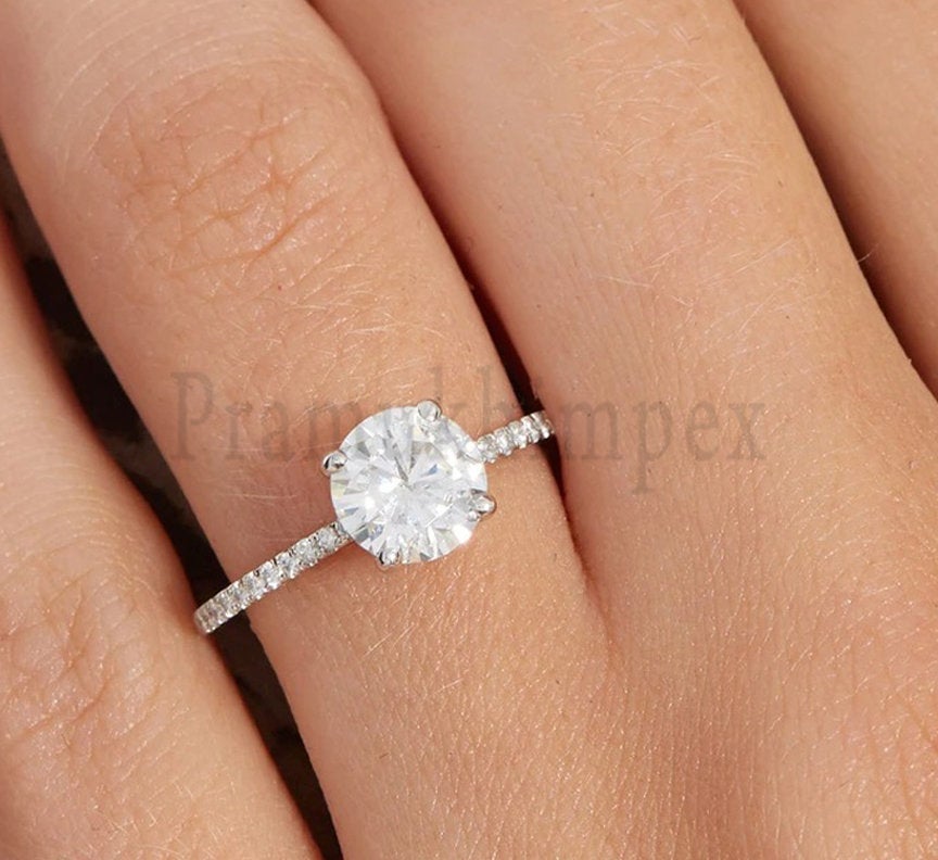 1.2ct Moissanite Engagement Ring Halo Wedding Ring white Gold Anniversary Gift Pave Eternity Dainty Bridal Ring Promise Multistone Ring - pramukhimpex