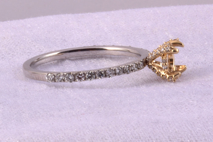 Unique lab diamond Semi Mount Engagement Ring Setting Half Eternity Band Yellow Gold Personalized White Gold Custom Claw Prongs Mix Metal - pramukhimpex