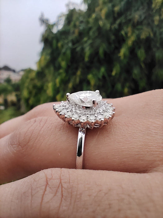 Black friday sale Pear cut Moissanite engagement ring art deco silver/white gold unique ring diamond wedding promise ring christmas gift - pramukhimpex