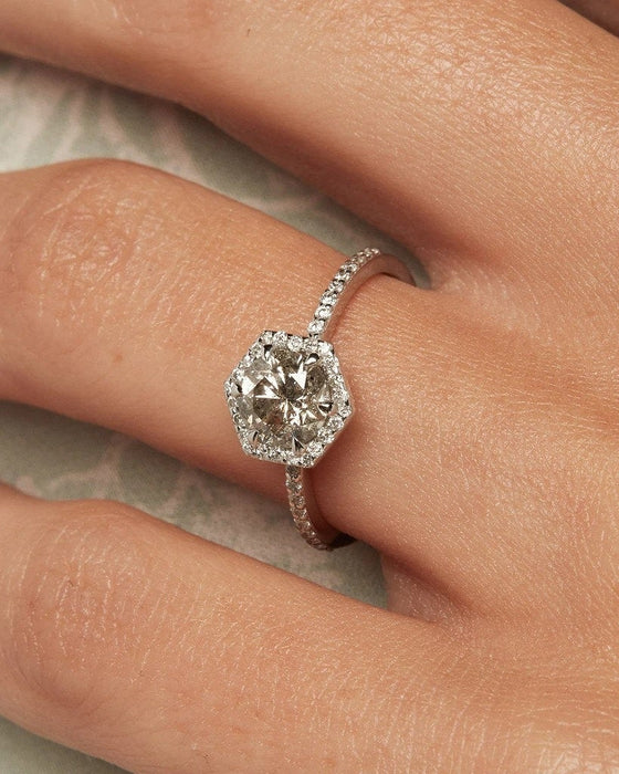 1.06ct Round grey moissanite Brilliant Salt and Pepper Diamond ring moissanite Engagement Rings weeding dainity vintage eternity ring - pramukhimpex