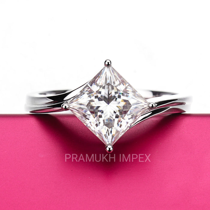 2.0CT Princes shape 14k White Gold Moissanite Engagement Ring  wedding ring vintage simple unique anniversary gifts for her stackable ring - pramukhimpex