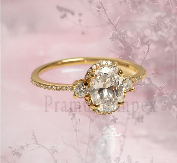 1.25 ct. Oval Cut Moissanite eternity Engagement Ring Solitaire ring Promise Wedding Ring  14K Rose Gold  unique anniversary gifts for her - pramukhimpex