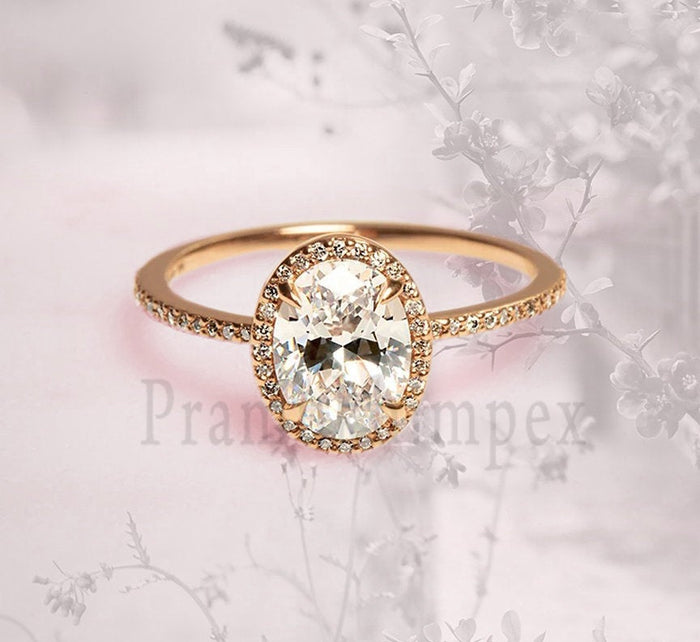 1.25ct Oval Cut White Diamond moissanite Engagement ring promise ring anniversary gifts for women vintage eternity dainty rose gold ring - pramukhimpex
