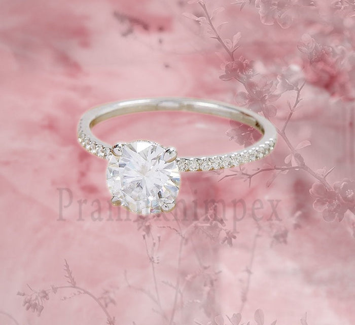1.2ct Moissanite Engagement Ring Halo Wedding Ring white Gold Anniversary Gift Pave Eternity Dainty Bridal Ring Promise Multistone Ring - pramukhimpex
